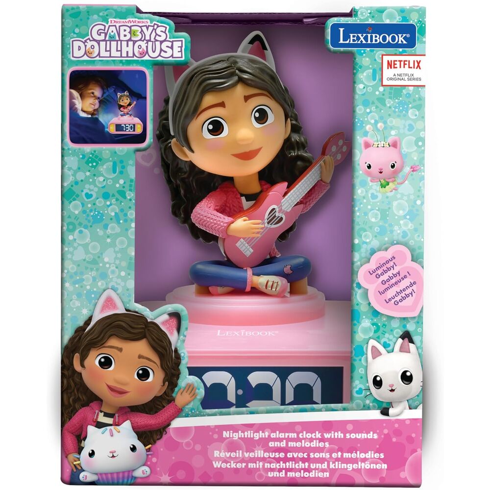 Despertador digital com luz noturna para a casinha de bonecas da Gabby