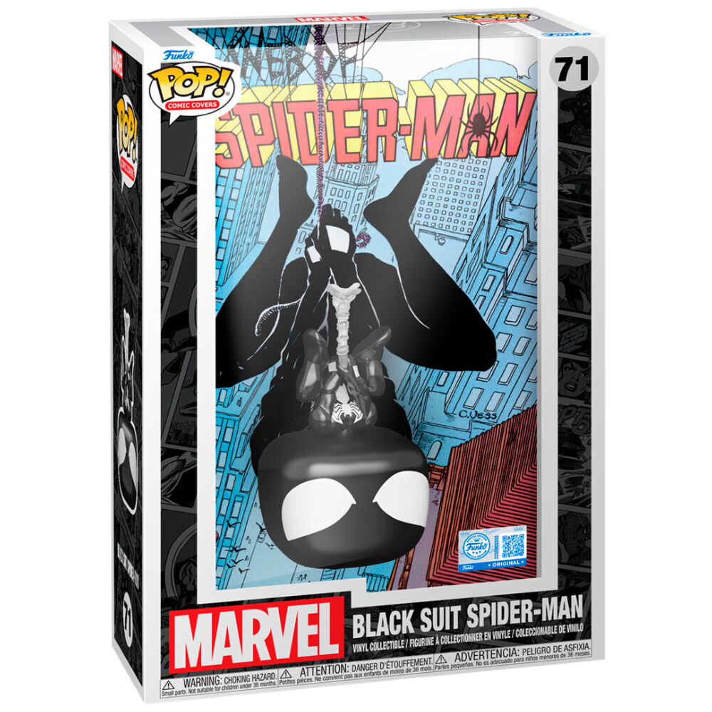 pop figure comic cover spider man black suit spiderman