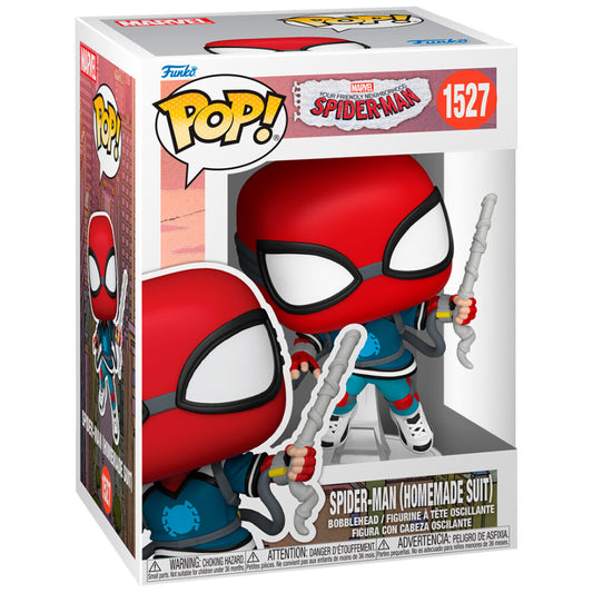 Figura POP de Spiderman de Marvel con traje casero de Spiderman