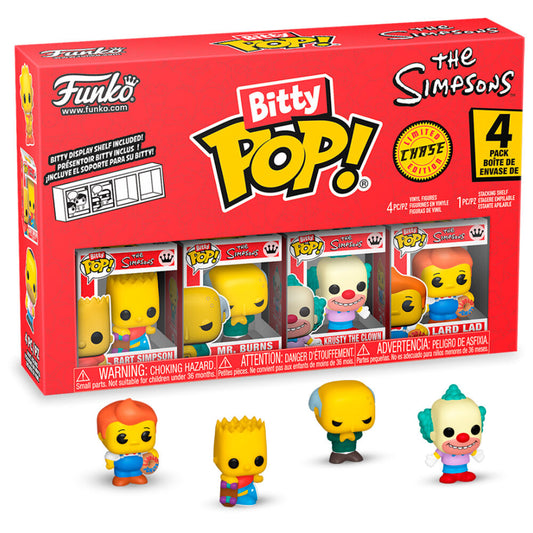 blister pack of 4 bitty pop figures the simpsons bart