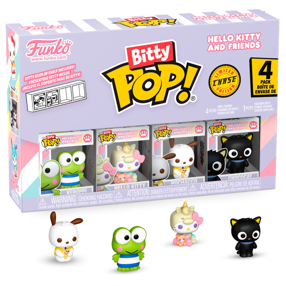 blister of 4 bitty pop figures hello kitty and friends keroppi