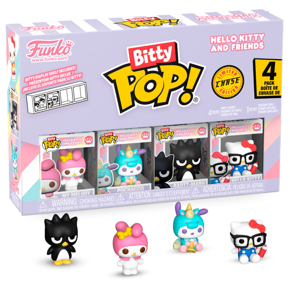 blister of 4 bitty pop figures hello kitty and friends my melody