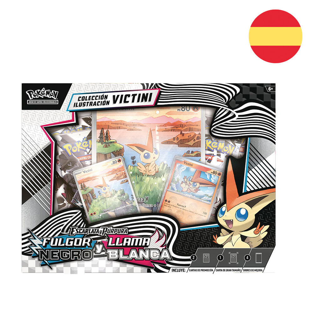 victini black glow and white flame pokemon cards blister pack (spanish)