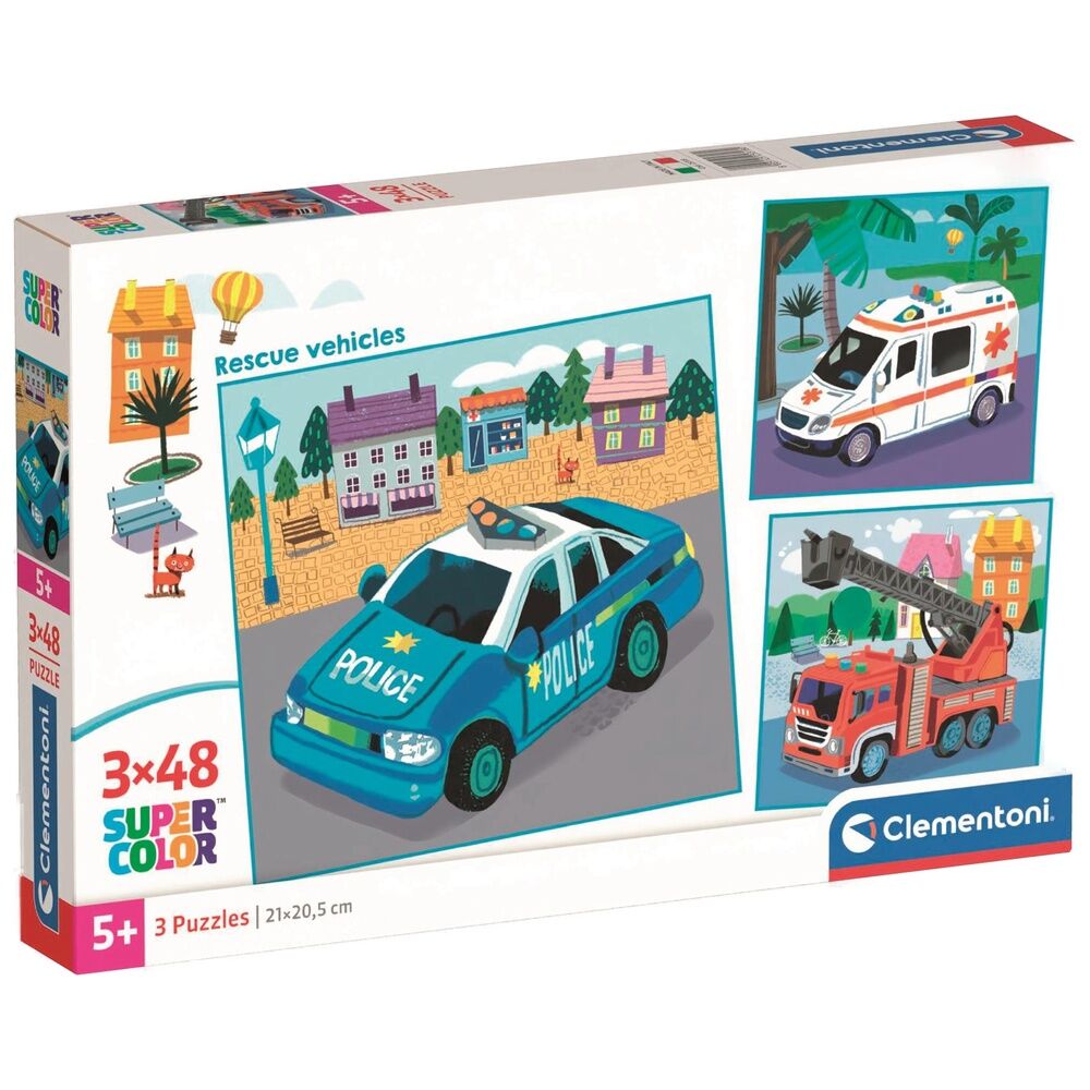 rescue vehicles puzzle 3x48pcs