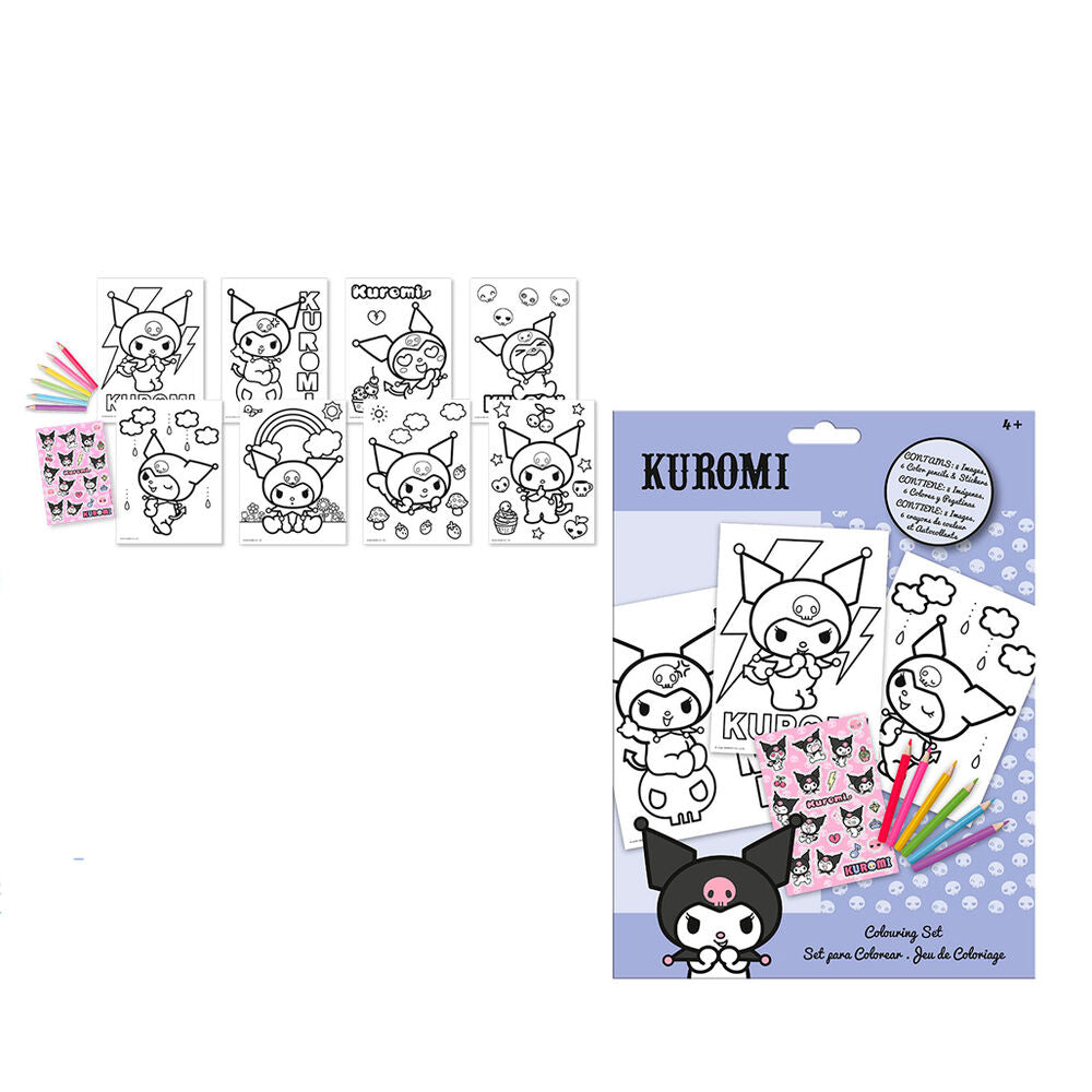 kuromi hello kitty coloring set with stickers