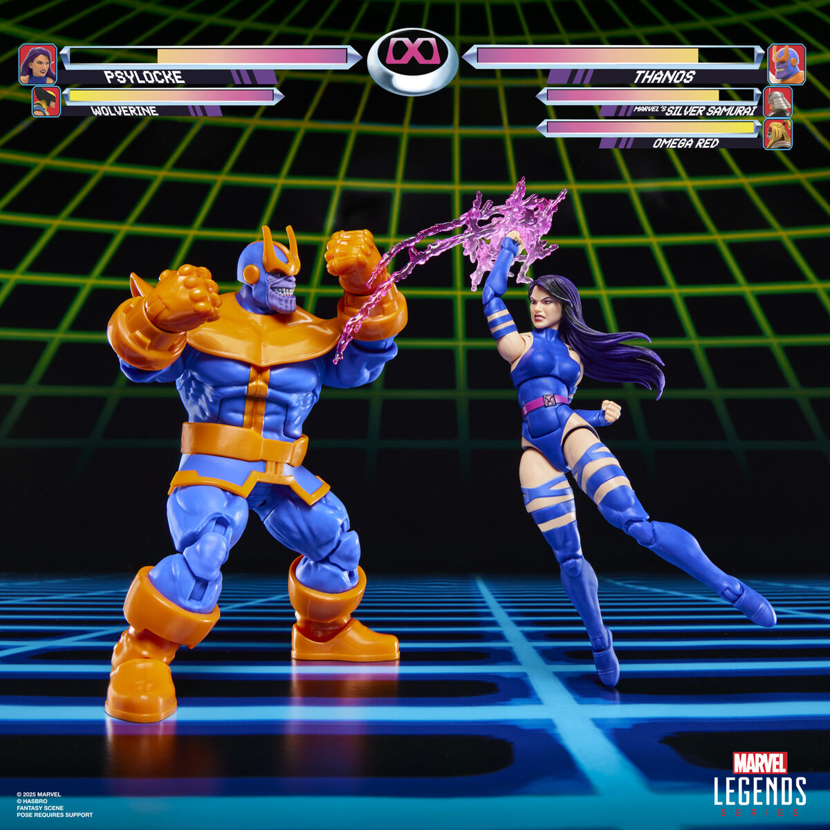 blister 2 figures psylocke vs thanos gameverse marvel legends 15cm