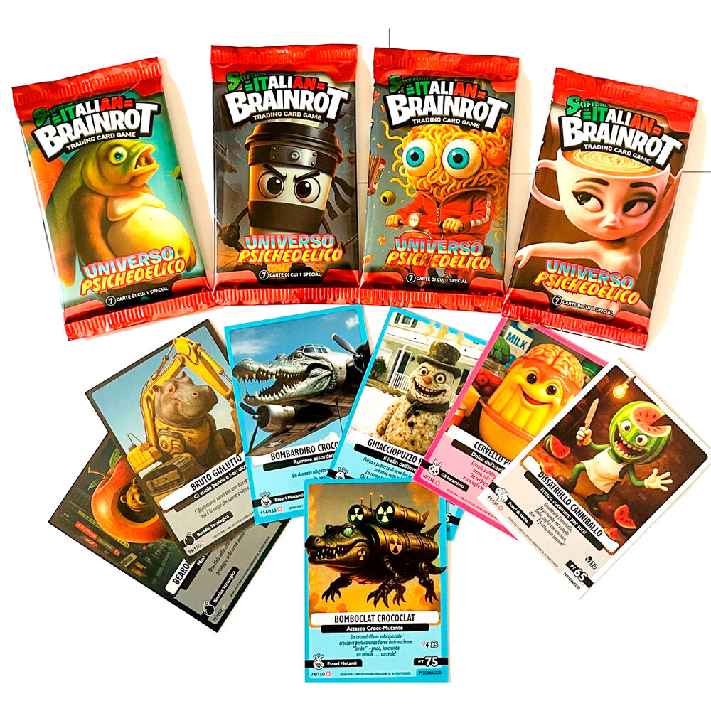 pack of 7 collectible cards psychedelic universe skifidol italian brainrot assorted
