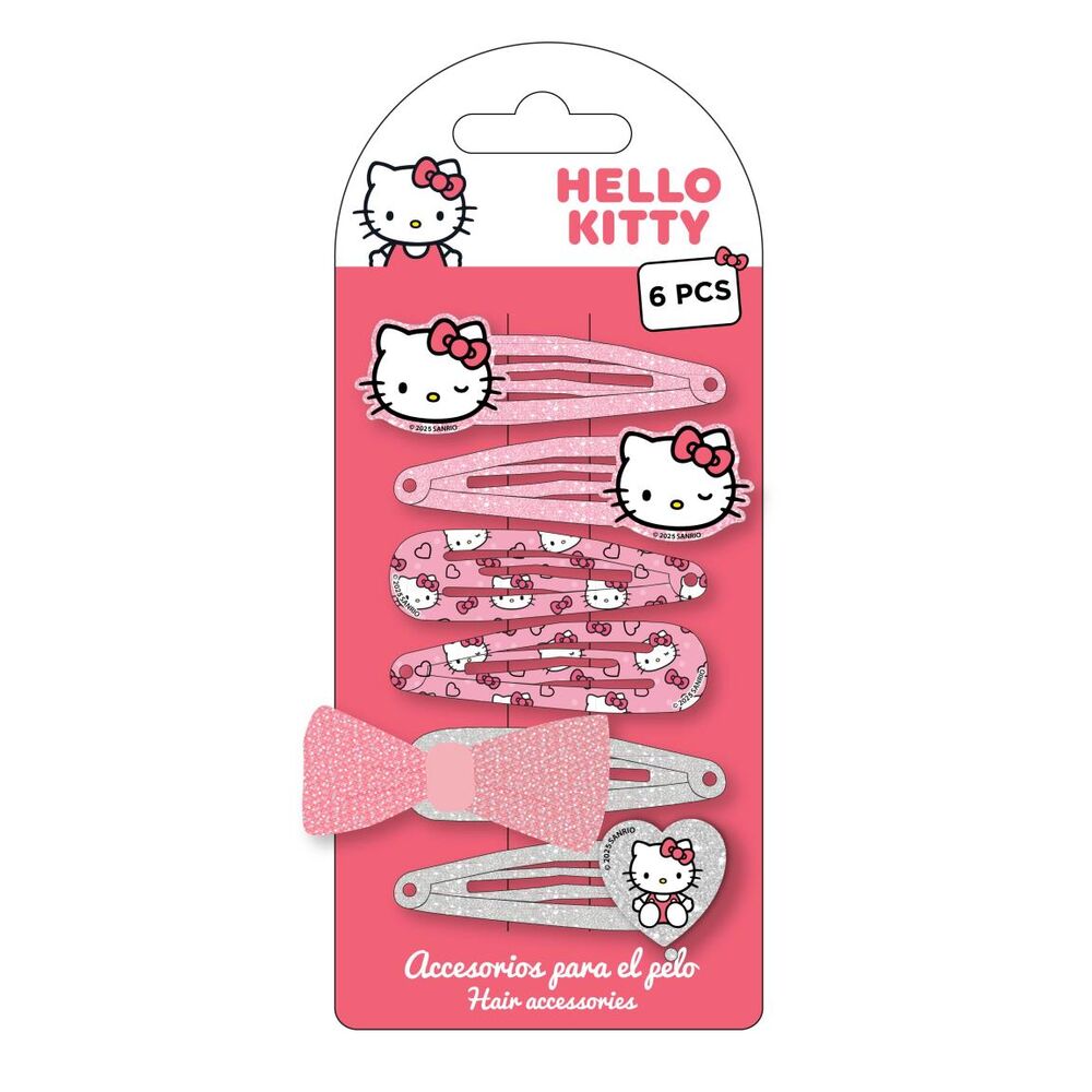 blister pack of 6 hello kitty hair clips