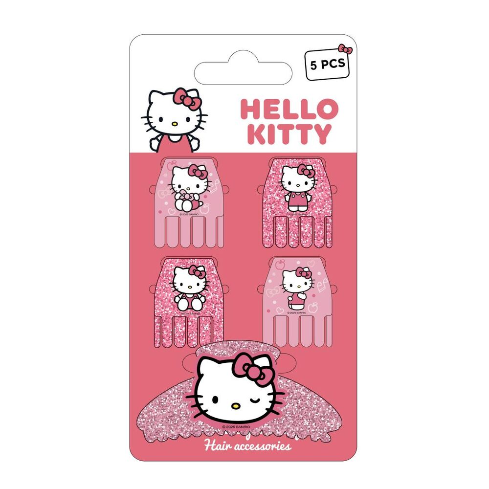 blister pack of 5 hello kitty hair clips