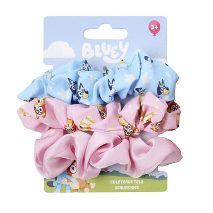 blister of 3 bluey hair scrunchies