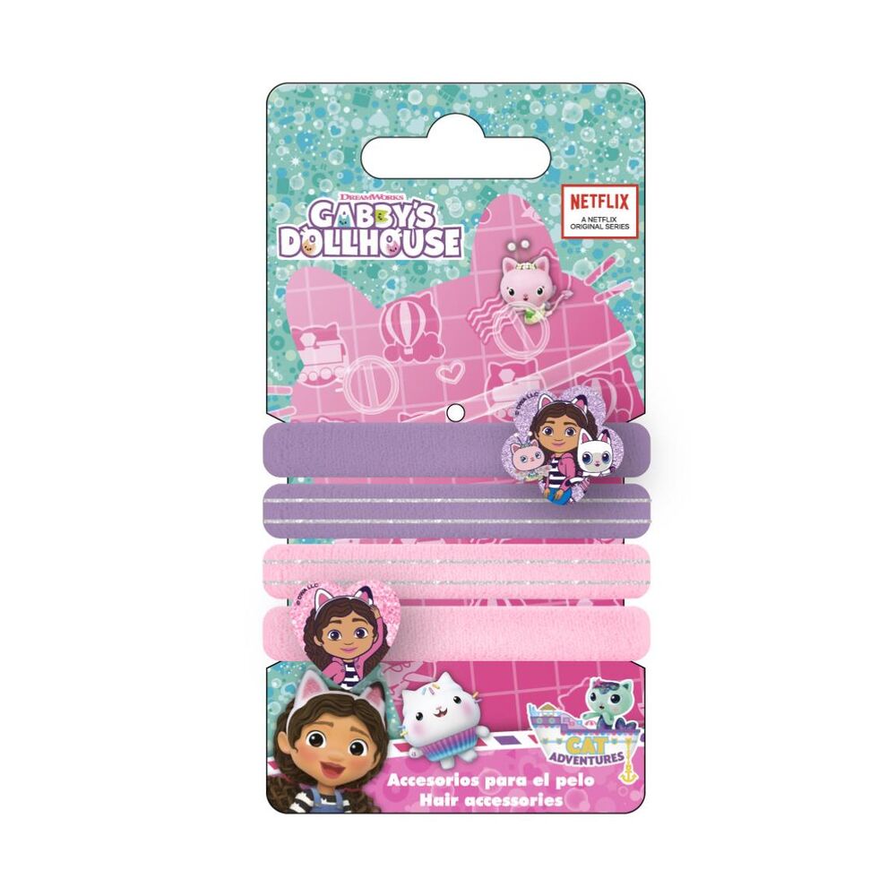 blister pack of 4 hair ties from gabby's dollhouse
