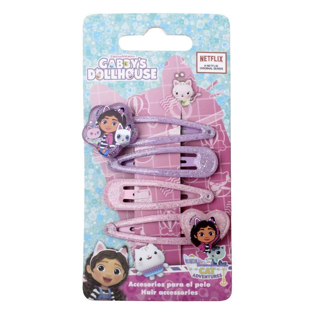 blister pack of 4 hair clips from gabby's dollhouse