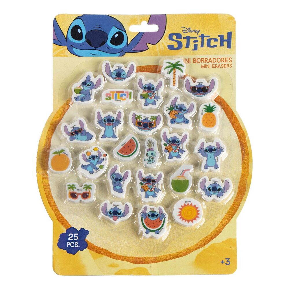 blister pack of 25 stitch disney erasers