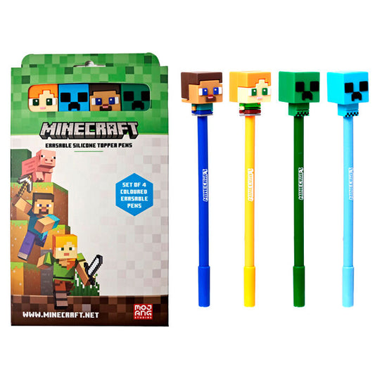 Blister pack of 4 erasable colored Minecraft pens