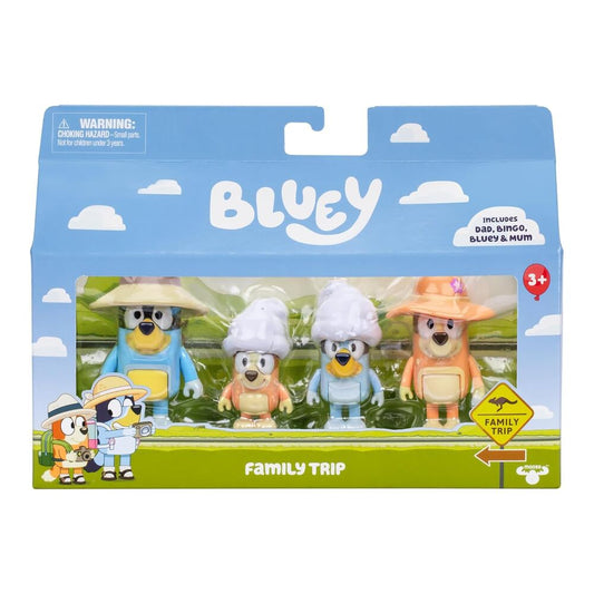 Blister pack of 4 figures, Bluey Family Travel