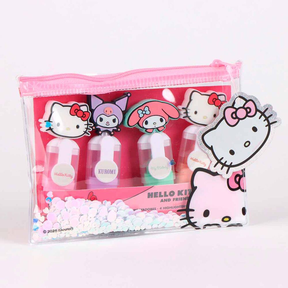 Zestaw 4 różnych zakreślaczy Hello Kitty