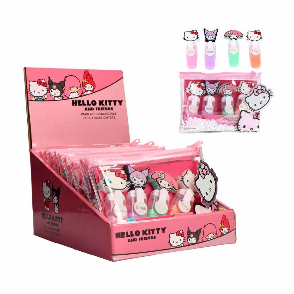 set of 4 assorted hello kitty highlighters