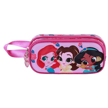 Trousse double à fleurs 3D Princesses Disney