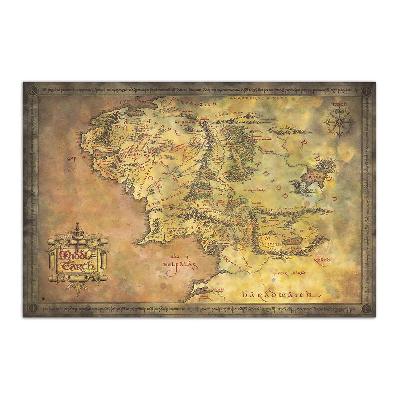 poster map of middle earth the lord of the rings
