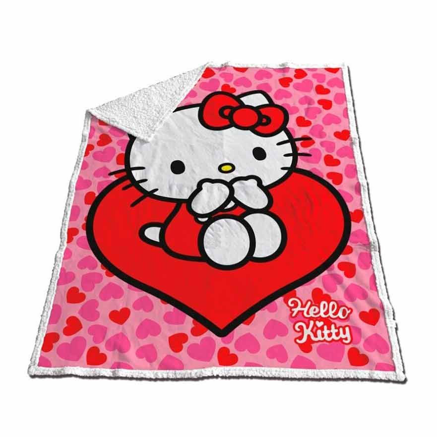hello kitty coral sherpa blanket 120x150cm