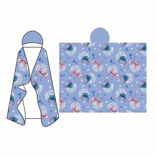 Manta con capucha de forro polar coral de Stitch de Disney 120x150cm