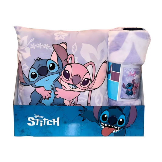 fleece blanket  cushion set angel & stitch disney