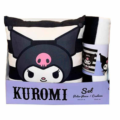 kuromi hello kitty fleece blanket  cushion set