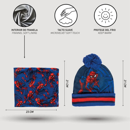 Spiderman Marvel hat, gloves, and neck warmer set