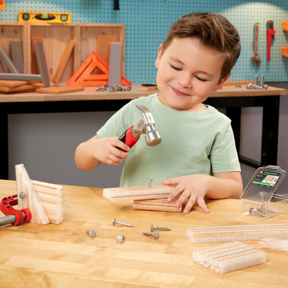 Kit de martelo e pregos para construção criativa