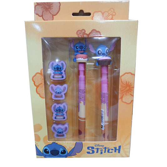 blister pack: pen  pencil  4 erasers  stitch disney