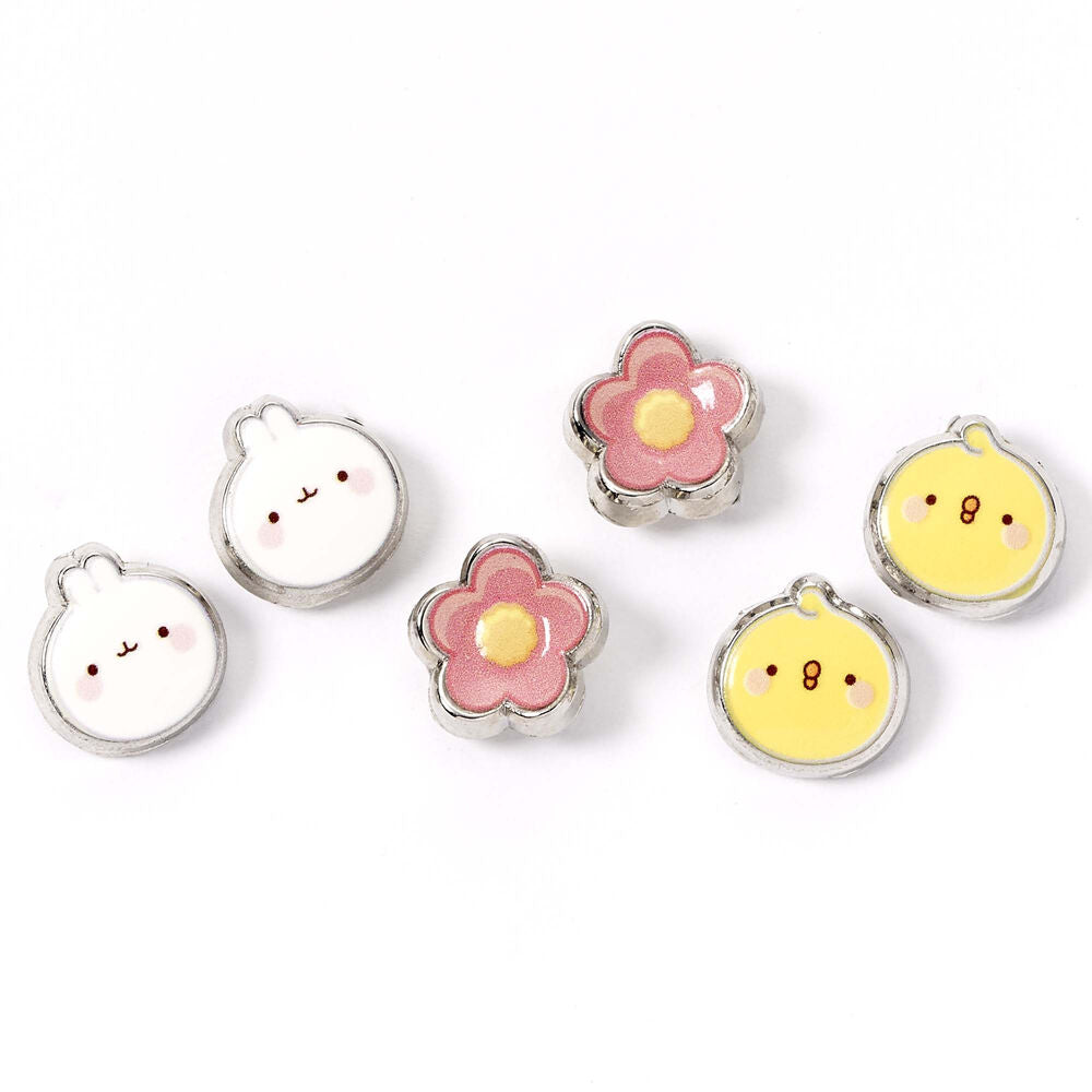 Blister pack of 3 pairs of Molang earrings