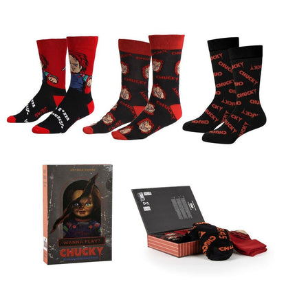 set of 3 chucky adult socks