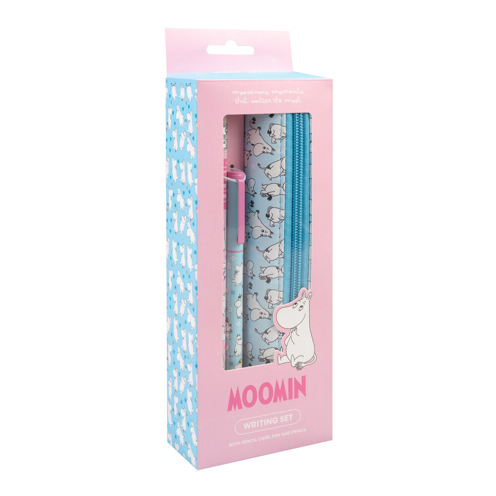 Estojo Moomin + conjunto de caneta e lápis
