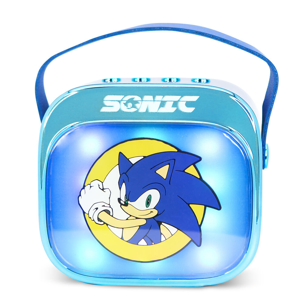 Caixa de som e microfone de karaokê com LED do Sonic the Hedgehog