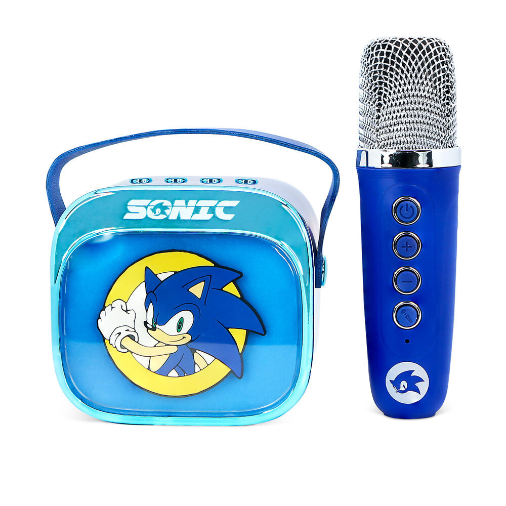 Caixa de som e microfone de karaokê com LED do Sonic the Hedgehog