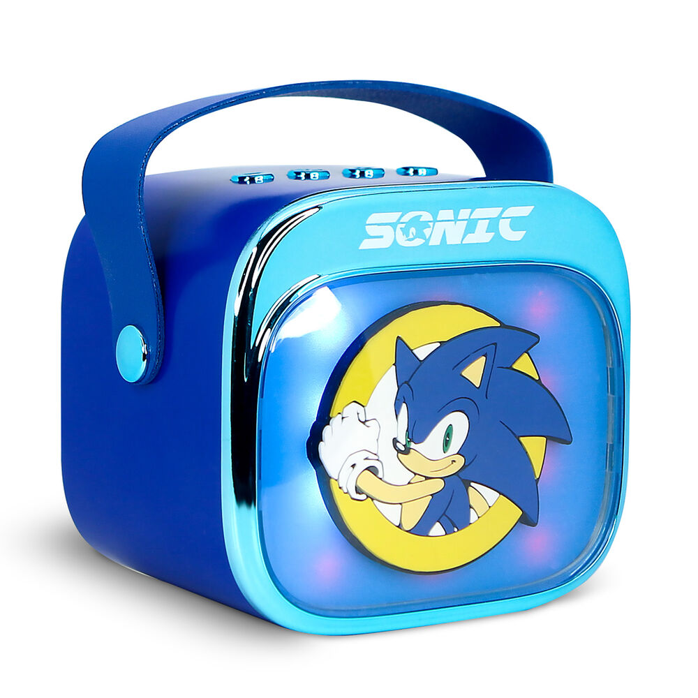 Caixa de som e microfone de karaokê com LED do Sonic the Hedgehog