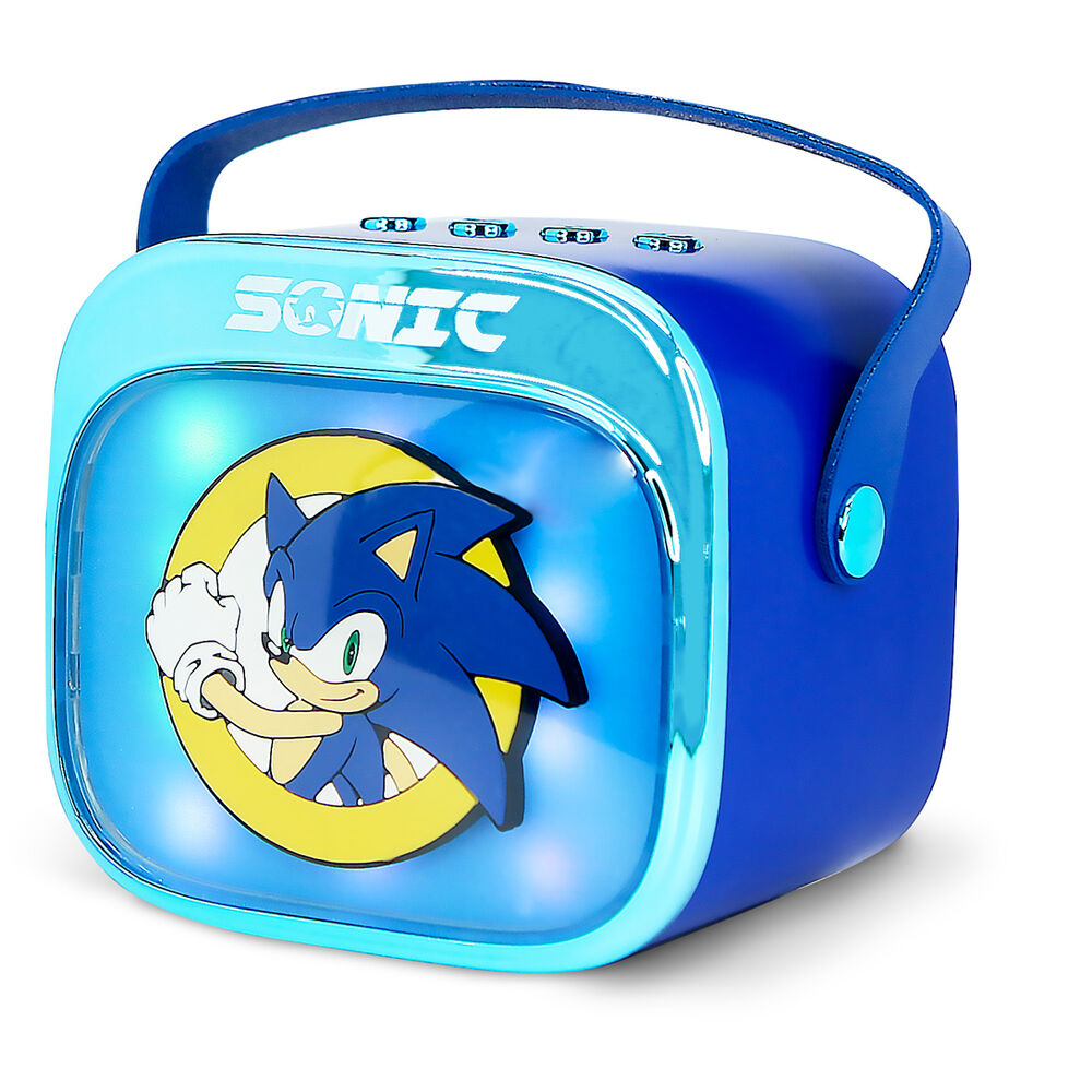 Caixa de som e microfone de karaokê com LED do Sonic the Hedgehog