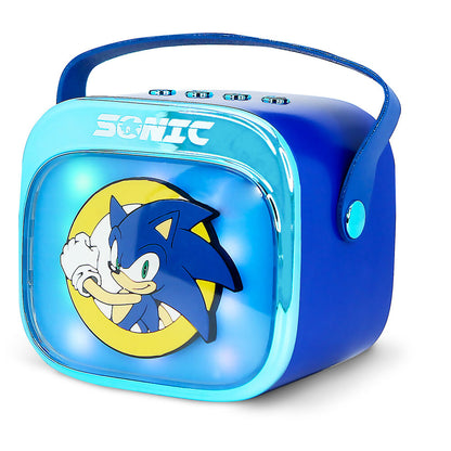 Caixa de som e microfone de karaokê com LED do Sonic the Hedgehog