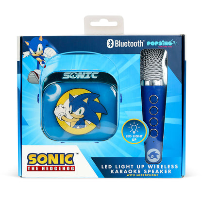 Caixa de som e microfone de karaokê com LED do Sonic the Hedgehog