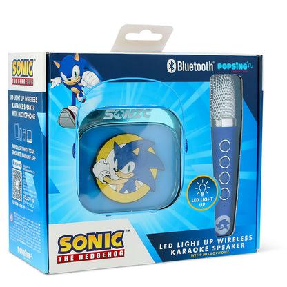Caixa de som e microfone de karaokê com LED do Sonic the Hedgehog