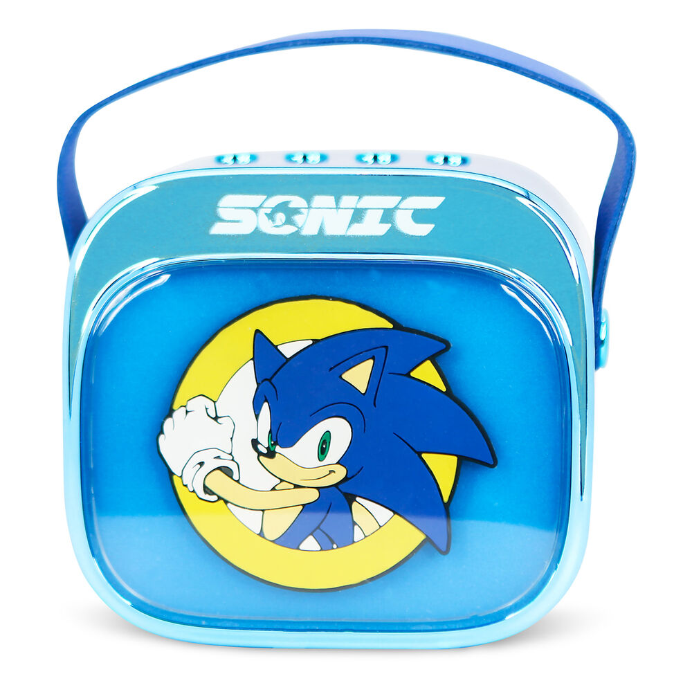 Caixa de som e microfone de karaokê com LED do Sonic the Hedgehog