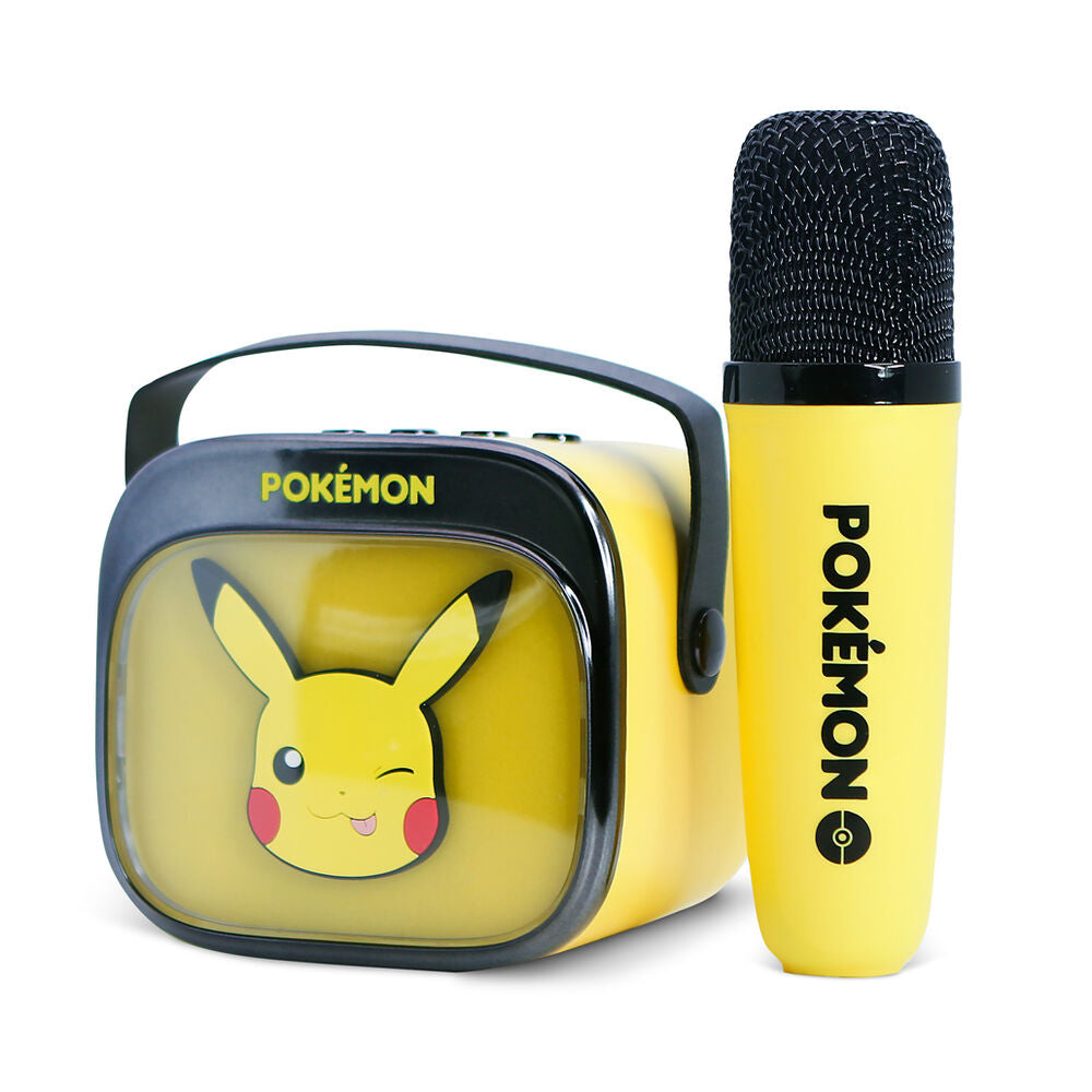 Caixa de som e microfone de karaokê LED do Pikachu Pokémon
