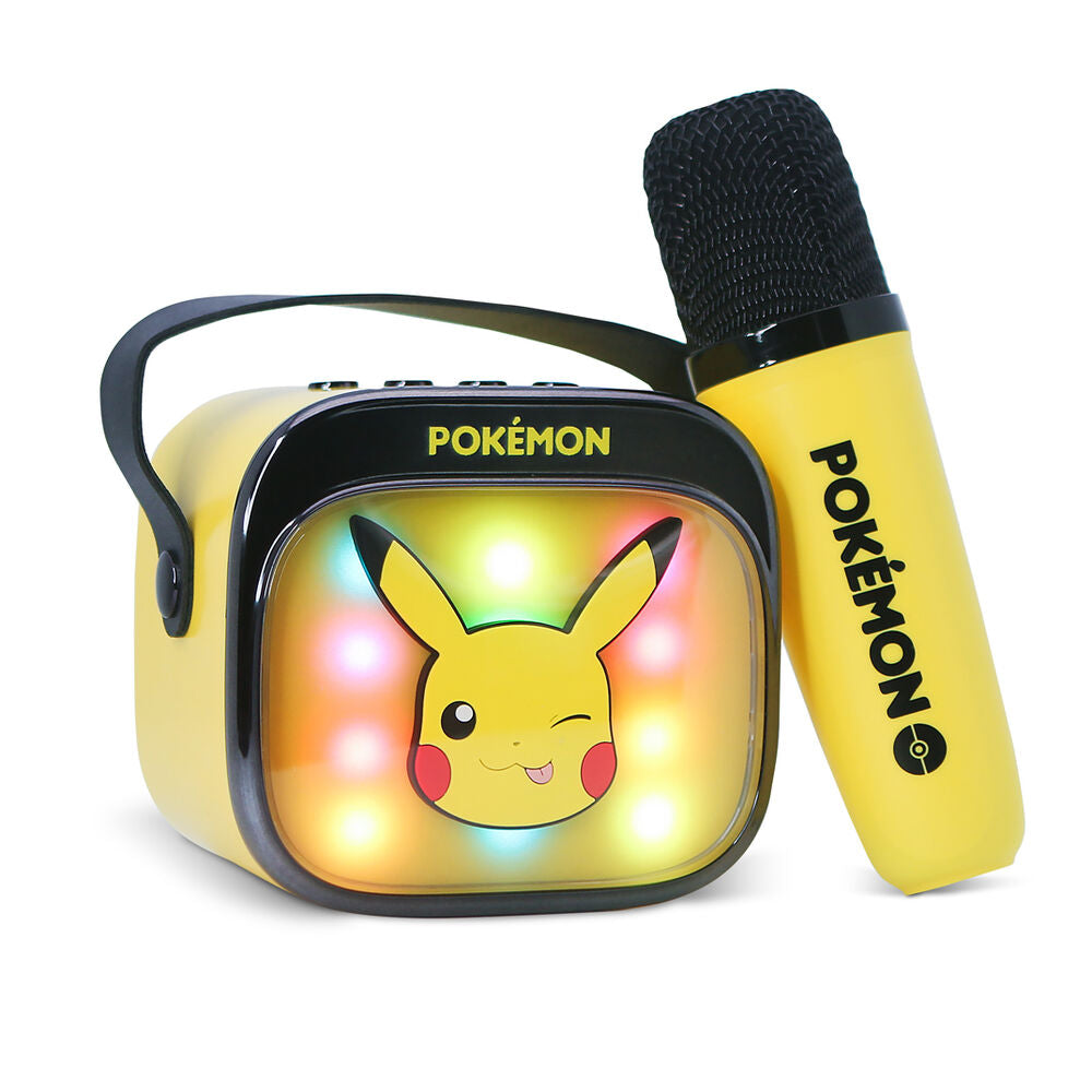 Caixa de som e microfone de karaokê LED do Pikachu Pokémon