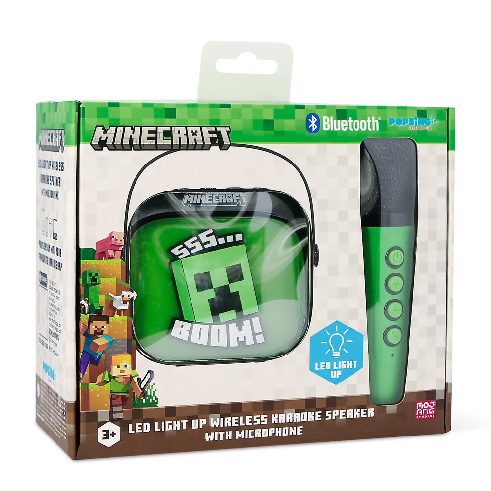 Altavoz y micrófono de karaoke LED de Minecraft