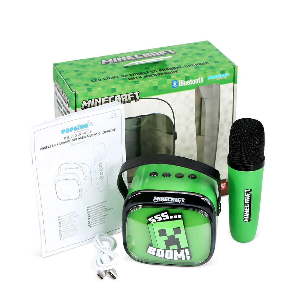 Altavoz y micrófono de karaoke LED de Minecraft