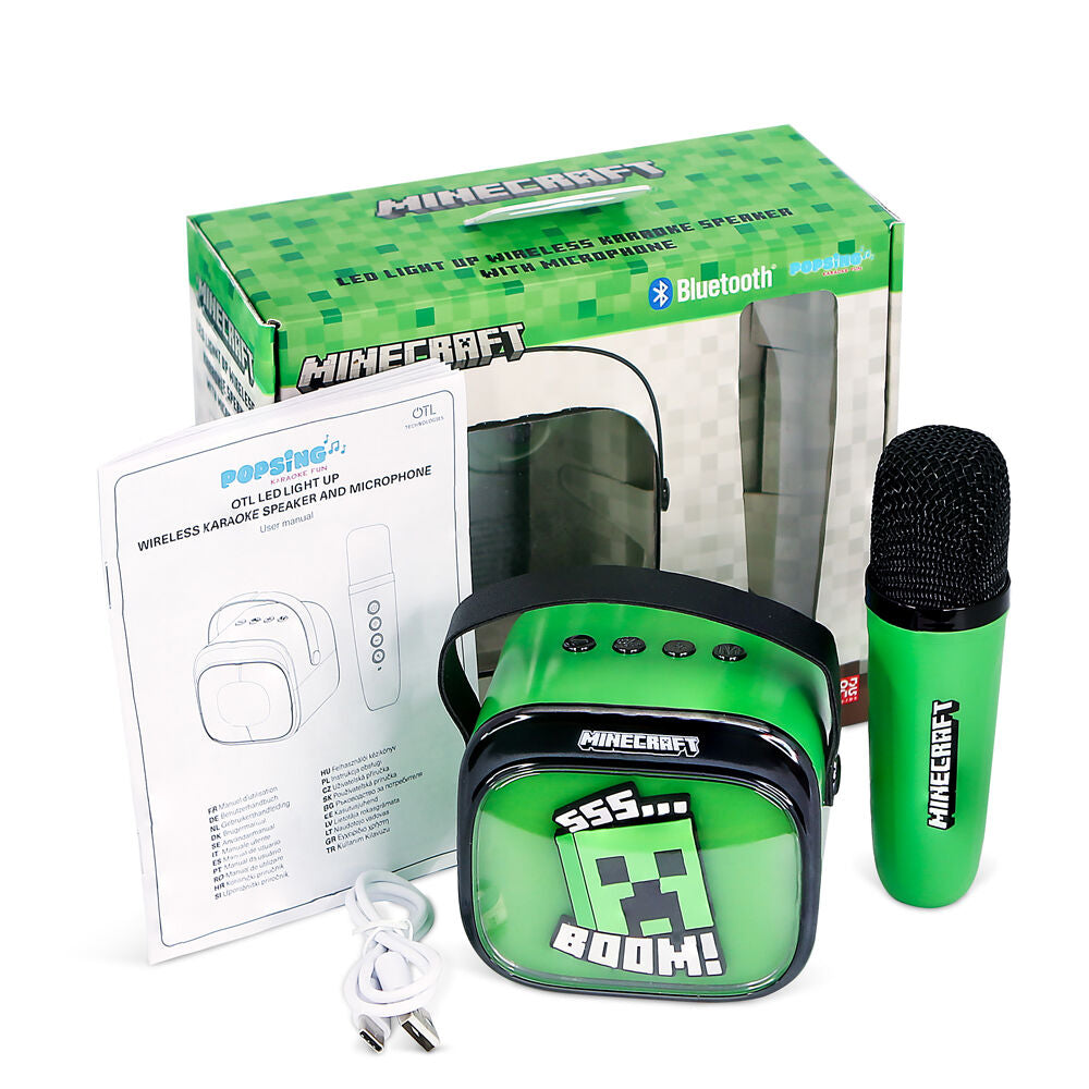 Altavoz y micrófono de karaoke LED de Minecraft