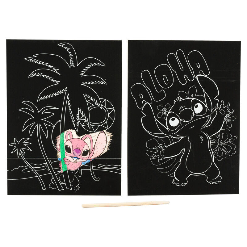 Set di cancelleria Disney con tecnica Scratch Art Stitch