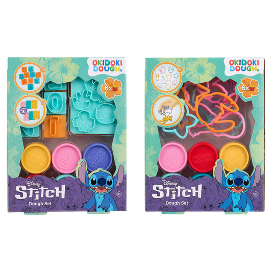 blister pack of 6 mini pots of modeling clay  molds  stitch disney assorted