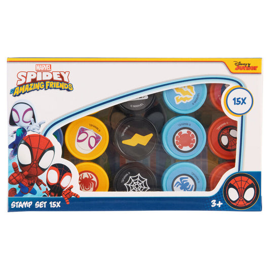 blister of 15 spiderman marvel stamps