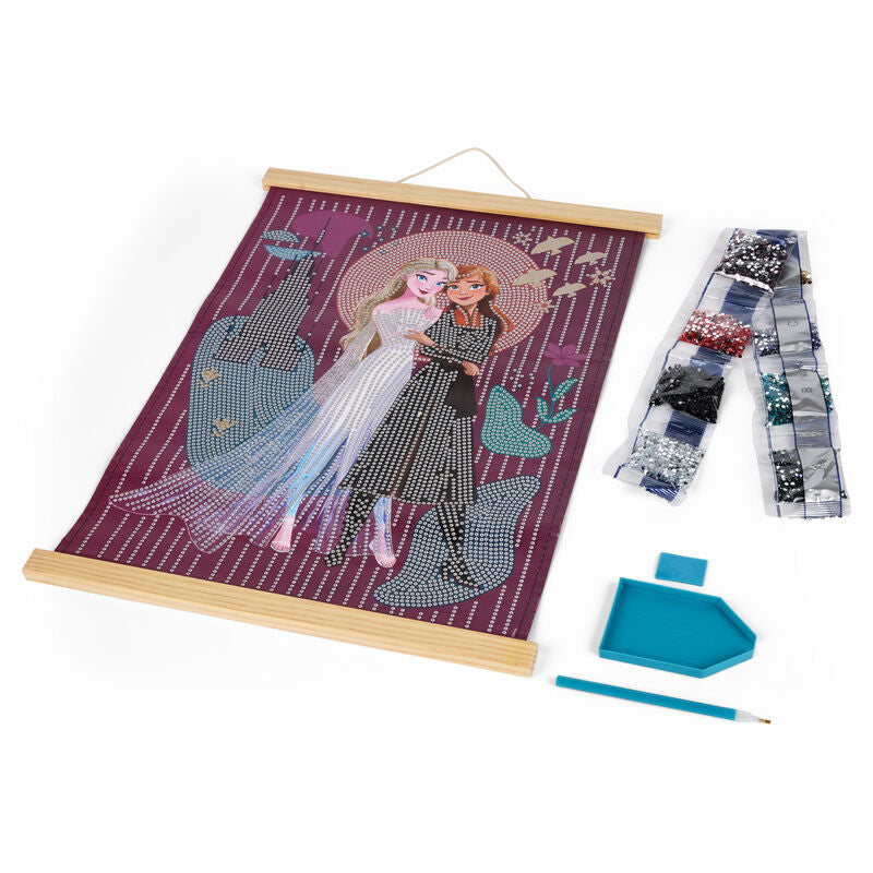 Moldura de madeira pintada com diamantes Frozen Disney